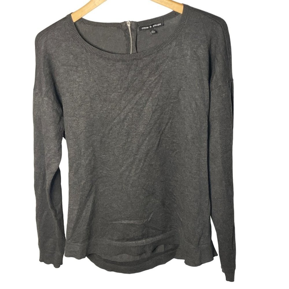Cable & Gauge Charcoal Gray Boatneck Long Sleeve Knit Sweater Sz XL